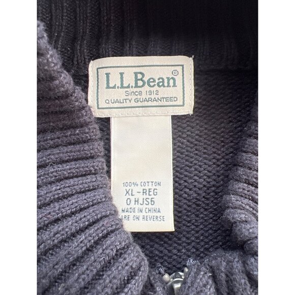 Vintage L.L. Bean Mens XL Black Full-Zip Cardigan Sweater With Pockets H3 - Picture 2 of 5